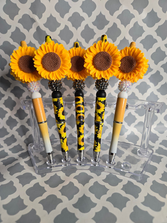 Sunflower power beaded pen