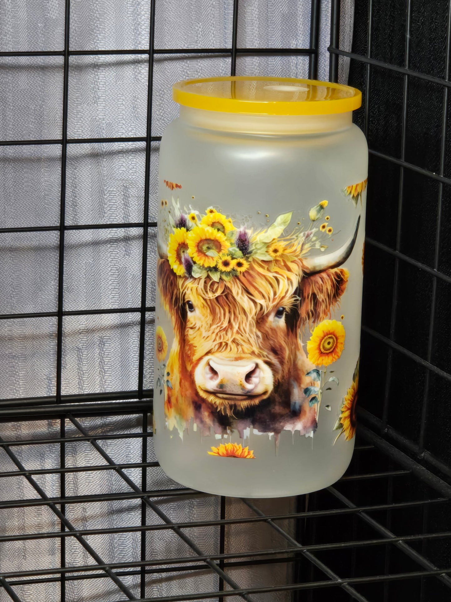 Sunflower Cow Glass Cup