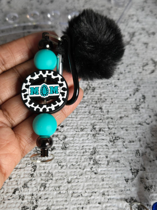 Mom Pompom Keychain